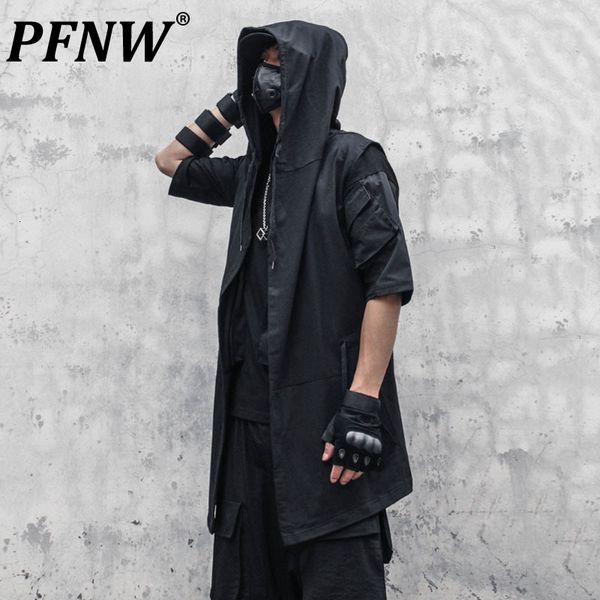 

men's trench coats pfnw darkwear large long length windbreaker youth medium cloak hooded black wizard punk niche design 12z2229 230904, Tan;black