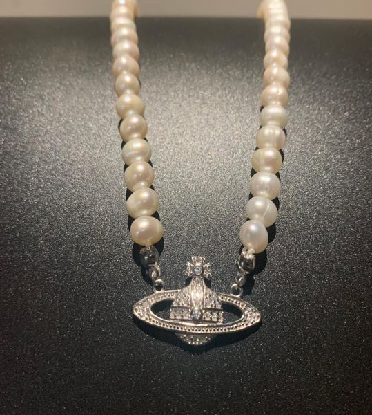 

925 silver french style necklace women saturn pearl elegant punk classic freshwater pearl choker 10204217881