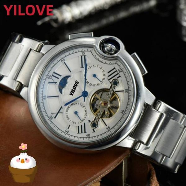 

on luxury stainless steel automatic mechanics mens watch fashion day date men designer clock gifts small dial working famous 218w, Slivery;brown
