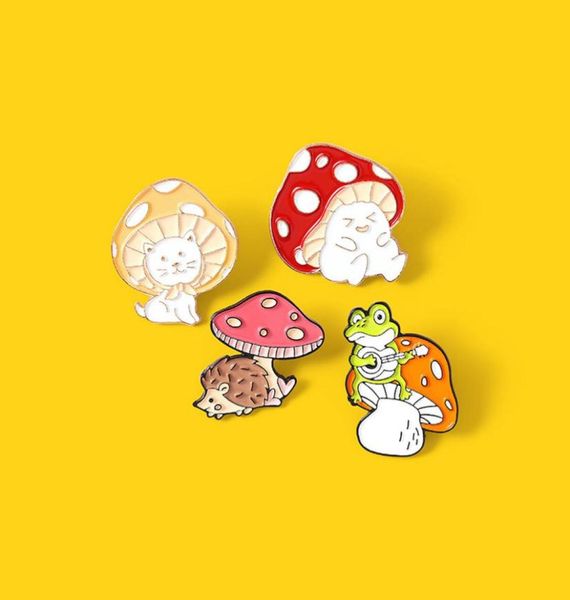 

coful mushroom pins brooches animal enamel brooch lapel pin badge fashion jewelry for women children will and sandy3055633, Gray