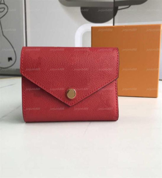 

whole embossing leather wallet for women multicolor designer short wallet card holder women purse classic zipper pocket victor6951675, Red;black