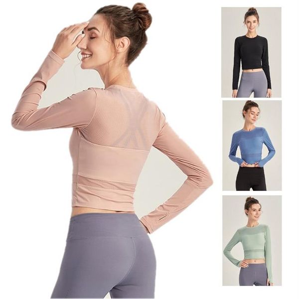 

sports for women's long-sleeved yoga outfits solid sunscreen color breathable fitness clothes the netting showed its nav295m