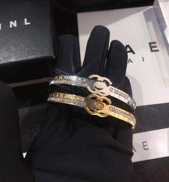 

18k gold bangle 925 silver designer bracelet luxury girls love diamond circle bracelet classic brand jewelry couple gift box fashi8725831, Black