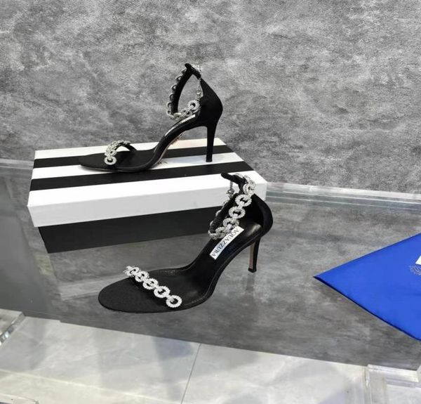 

new season shoes aquazzura love link 105mm crystalembellished sandals chain wedding party black2189543, Black