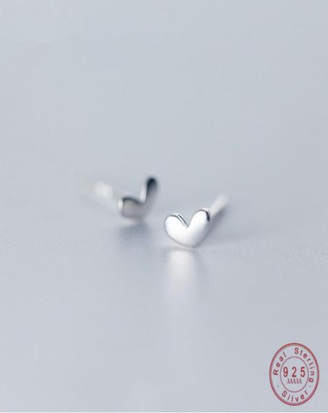 

wantme korean simple sweet love heart shaped stud earrings for women girls kids luxury cute 100 925 sterling silver jewelry 210508587849, Golden;silver