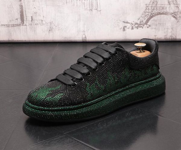 

2022 new dandelion spikes flat leather shoes rhinestone fashion men embroidery loafer dress smoking slipper casual diamond shoe 388615737, Black