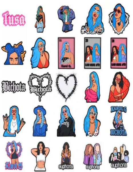 

wholesale custom cartoon blue hair shoe charms pvc garden shoe accessories decoration buckle soft rubber8679751, White;pink