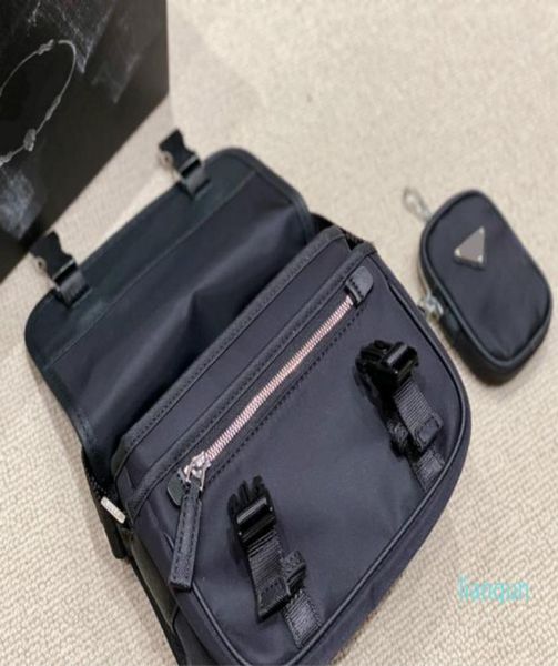 

2021 designer mens black briefcases brand crossbody shoulder bags nylon messenger bag 2piece purses casual style with small purse9959978