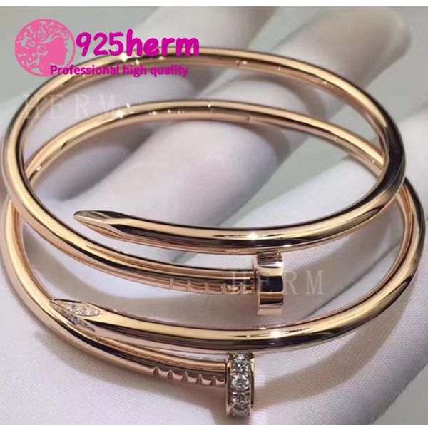 

screw nail bangle jewelry fashion 925 sterling silver female round hard bracelet classic star same style whole4821707, Black