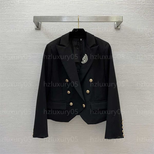 

designer jacket women coat black suit jacket diamond studded beaded corsage decoration double breasted slim fit blazer coats designers jacke, Black;brown
