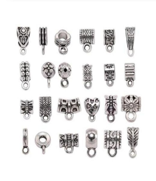 

500pcs antique charm bail beads spacer beads pendant clips pendants connectors for bracelet necklace jewelry making4092012, Bronze;silver