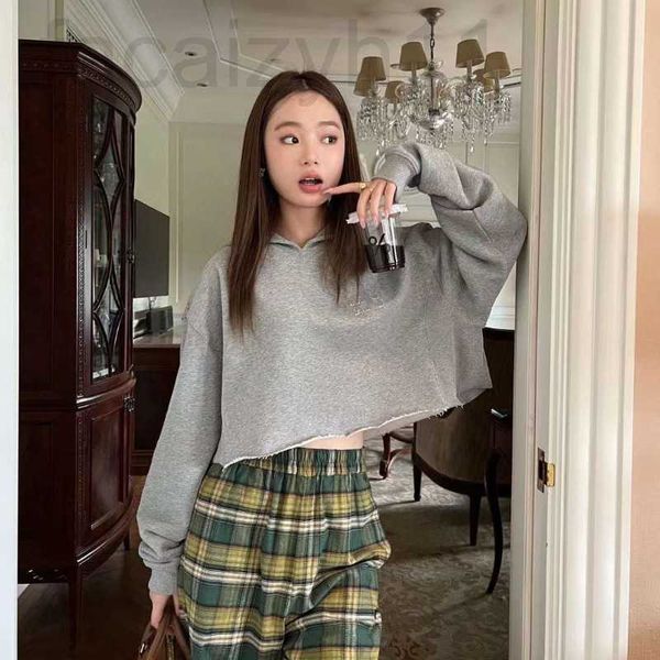 

womens hoodies & sweatshirts designer the correct version of embroidered navy collar short open navel long sleeved sweater new loose casual, Black