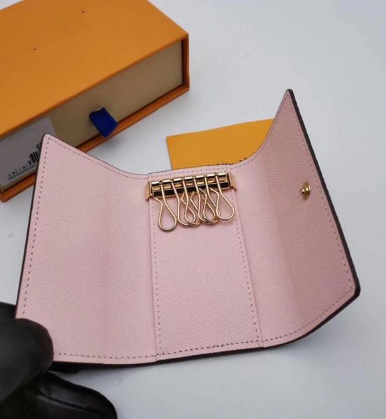 

brand designer keychain new fashion women men classic 6 key holder cover keychain with box dust bag card key ring 7 c7008389, Red;black