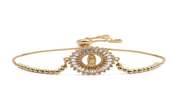 

classic design gold color blessed virgin mary charm bracelets for women girl zirconia bracelet religious jewelry5566942, Golden;silver