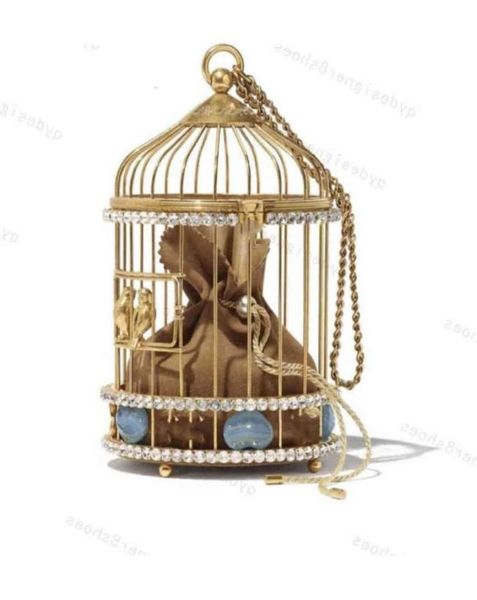 

women039s designer bird cage rhinestone bag enamel canary with drawstring pocket86996552171030