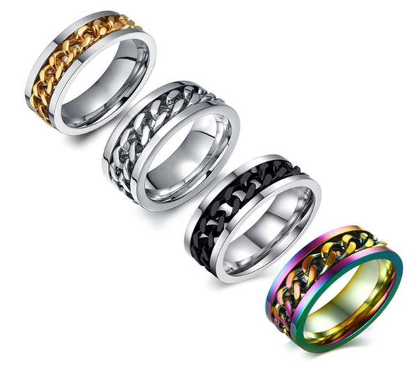 

mens spinner rings ring stainless steel band black/silver/antique silver/multicolor size 6-154093244
