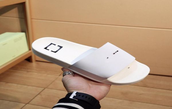 

summer brands slippers for men women ow designer slides triple black white letters beach shoes of rubber flat flip flops wed 1342394