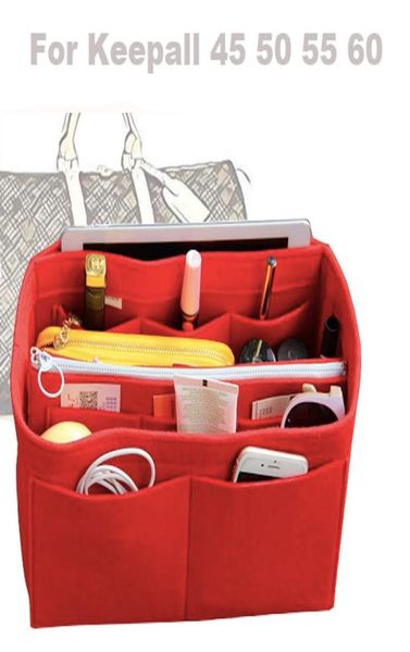 

for keepall 45 50 55 603mm felt handbag organizer bag in bag tote organizer insert diaperwdetachable zip pocket9368406