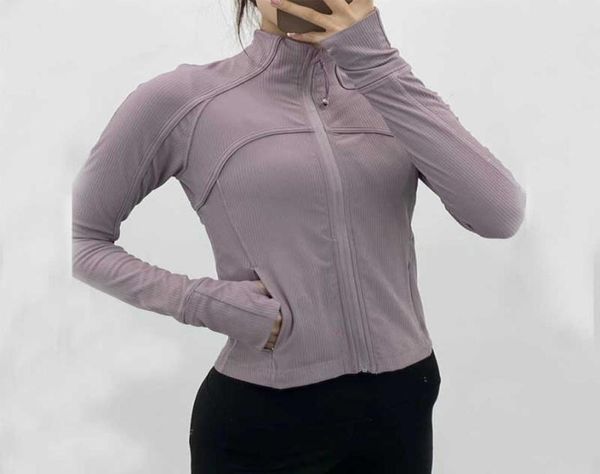 

yoga outfits long sleeve cropped sports jacket women zip fitness winter warm gym activewear running coats workout clothe2042344, White;red