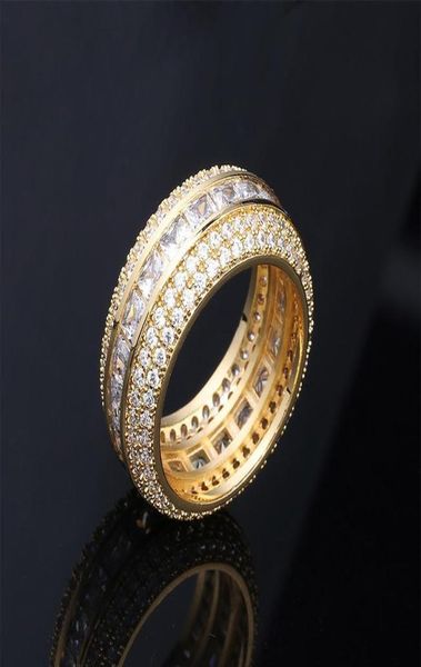 

new fashion 18k gold white gold blingbling cz cubic zirconia full set finger band ring luxury hip hop diamond jewelry ring for m7059951, Silver