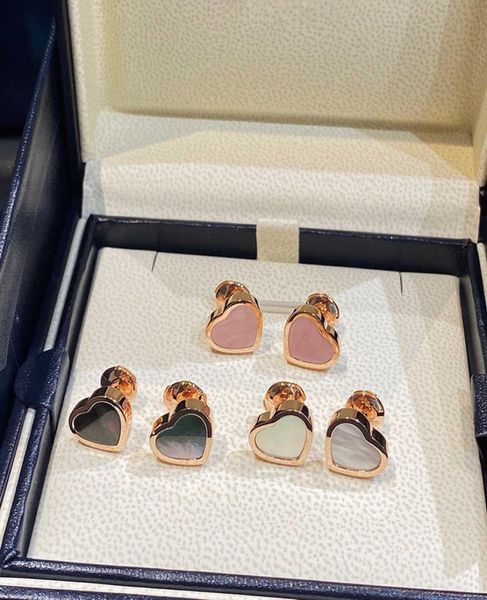 

luxury stud pink chalcedony love chopin earrings s925 sterling silver white fritillaria ash shell heartshaped heart choprd earri9235772, Golden;silver