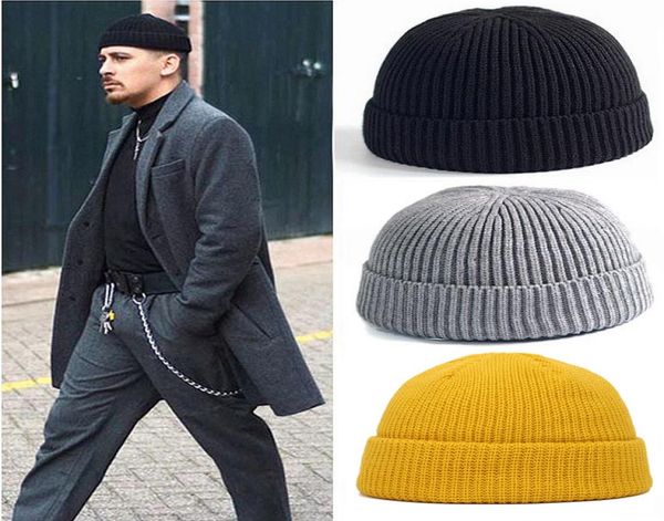 

winter retro knit sailor cap solid color brimless hats hip hop beanie skullcap street women men casual melon cap bonnet8888665, Blue;gray