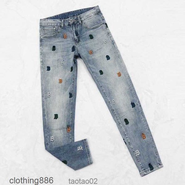

2023oversized mens jeans designer pants tb embroidered trousers men women casual 333rx4z, Blue