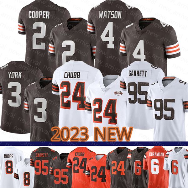 

myles garrett football jersey clevelands browns nick chubb cade yorks deshaun watson elijah moore amari cooper denzel ward david njoku jerem, Black;red