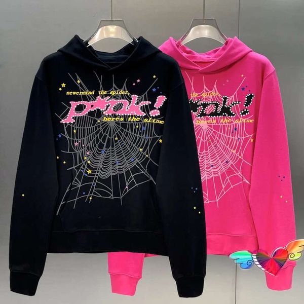 

designers young thug 1:1 hoodies hip hop p*nk web puff print sp5der 555555 hoodie men women angel spider sweatshirts heavy684295, Black