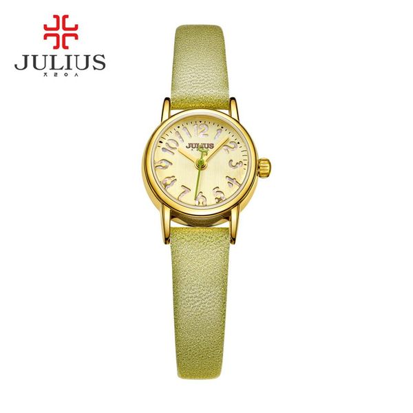 

julius fashion ladies watches leather strap candy color hollow dial special for young relojes mujer bayan kol saati ja-912222j, Slivery;brown