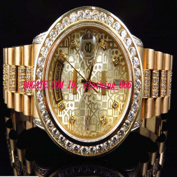 

2022 new iced out diamonds watch woman 18k yellow gold diamond bezel watch 36mm automatic mechanical movement230j, Slivery;brown
