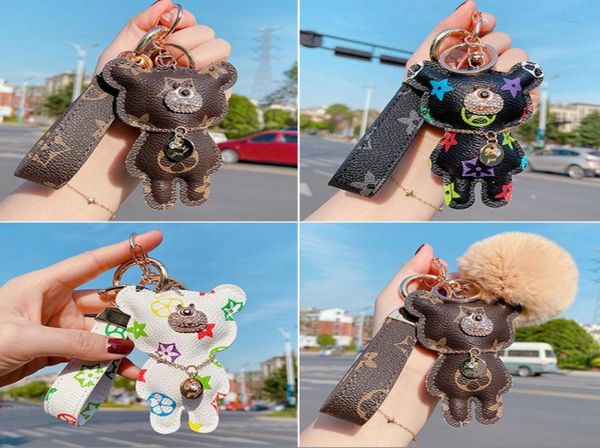 

6style bear creativity presbyopia print car keychain bag pendant charm jewelry keyring holder for men gift fashion pu leather anim6494683, Silver