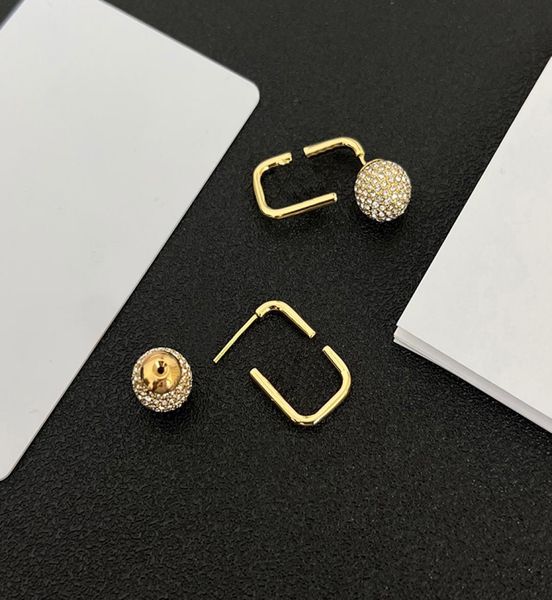 

women designer hoop earrings luxury jewelry brand ear studs with diamond ohrring woman party wedding gift letter gold earring hoop3653900, Golden
