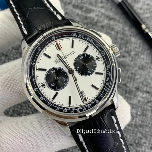 

new 1884 mens watch montre de luxe vk movement wristwatches chronograph stainless steel case black leather strap business metal wa281s, Slivery;brown