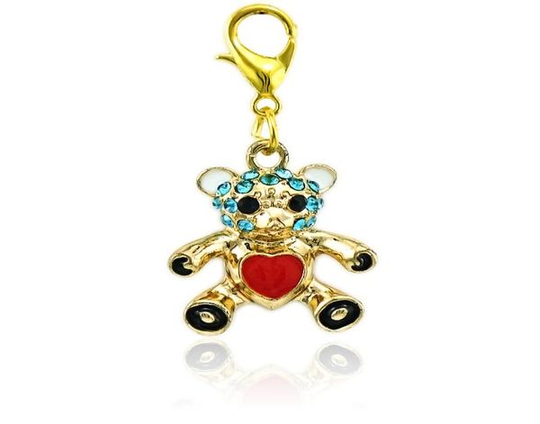 

jinglang floating lobster clasp charms dangle lake blue rhinestone bear animal charms diy for jewelry making accessories7625889, Bronze;silver