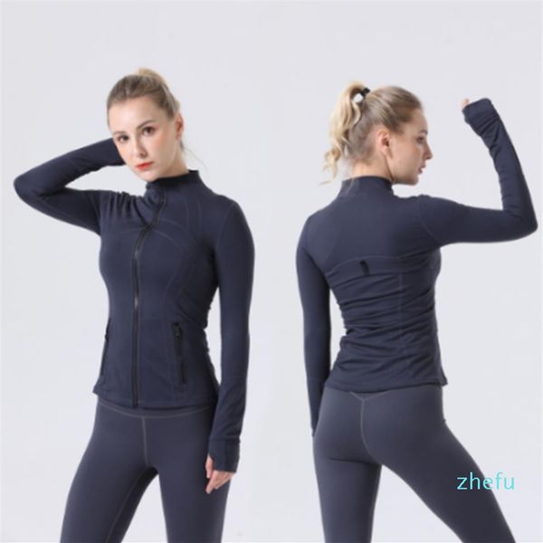 

2021 align lu-07 women's yoga long sleeves jacket solid color nude sports shaping waist tight fitness loose jogging sportswea2391