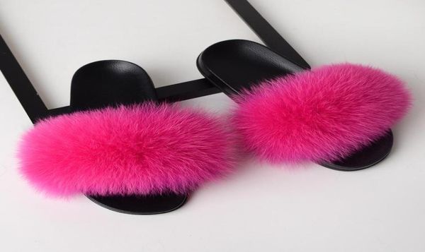 

rass ple 2019 real fur slippers slides shoes furry fuffly slipper flip flops sandals sliders drag sandal summer shoes wom7468538, Black