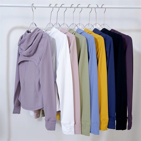 

women ll define hooded jacket outfit spring autumn activewear slim fit zip thumb hole running workout fitness yoga hoodie jackets190l