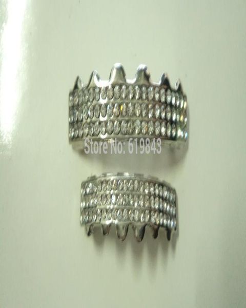 

wholereal shiny real gold plated hiphop teeth grillz amp bottom grill set1539862, Slivery;golden