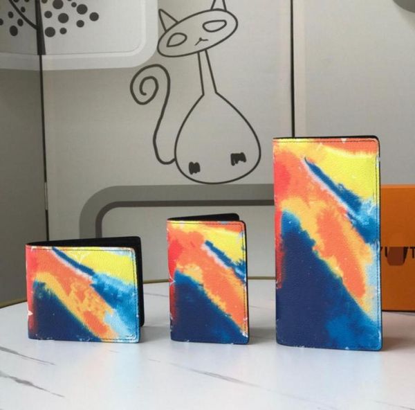 

gradient color wallets luxury designer multicard position female coin purses large capacity couple clutch bags fashio8311701, Red;black