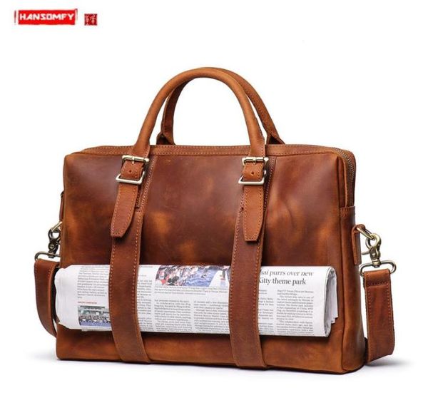 

new men039s crazy horse leather handbag genuine leather large capacity men computer bag cowhide shoulder diagonal briefcase 154261258