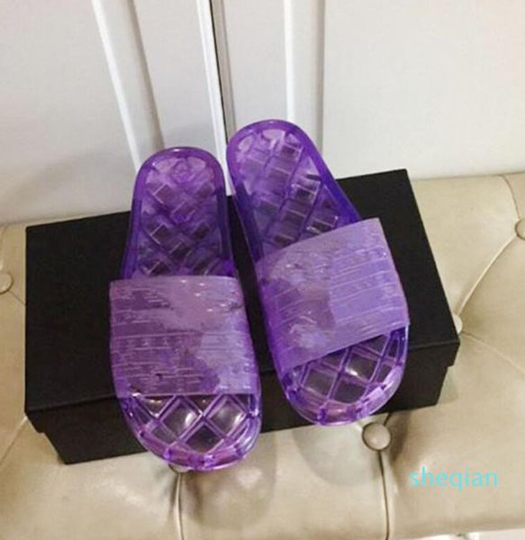 

designer slipper transparent glossy pool violet 2021 clear jelly pvc sandals womens luxury mules slides lady rubber slip on sand 35119018, Black