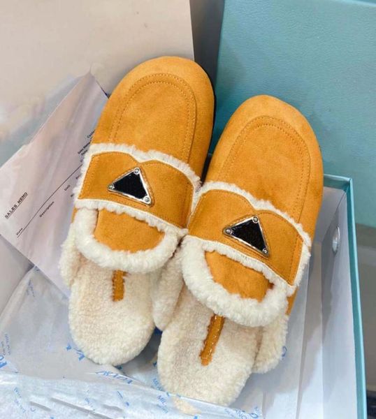 

2021 luxury designer slippers ladies fashion wool slides winter fur fluffy furry warm letters sandals comfortable fuzzy girl flip 1427681, Black