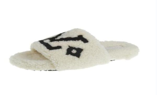 

autumn winter fashion women fur slippers wool slides house indoor full furry soft flat flip flops designer slipper6523997, Black