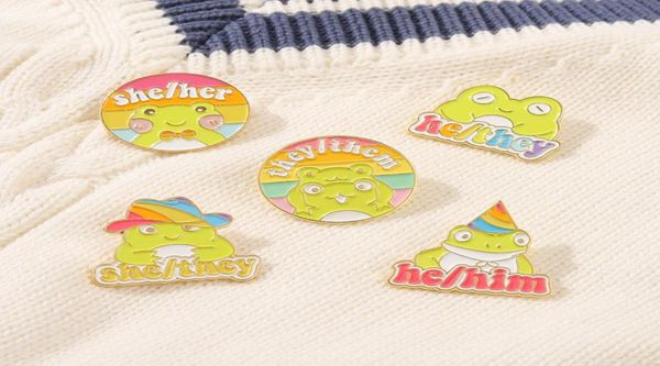 

cartoon animal frog circle letters model brooches colorful alloy enamel clothes badge accessories children hat knapsack swe7909487, Gray