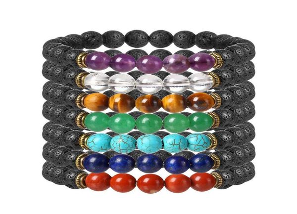

eye tiger turquoise natural stone bracelet lava rock essential oil diffuser beaded bracelet designer fashion jewelry for women men3102166, Black