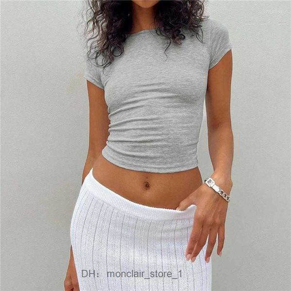 

skim dress basic fitted short sleeve tees for women solid color skims dupes shirt y2k skinny crop summer going out workout clothing jxbx, White