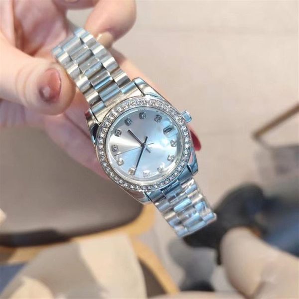 

luxury women watches brand designer diamond lady watch 33mm dress all stainless steel band quartz wristwatches for ladies wome293n, Slivery;brown