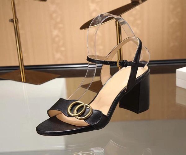 

classic high heeled sandals designer shoes fashion 100 leather women dance shoe heels suede lady metal belt buckle thick hee3709246, Black