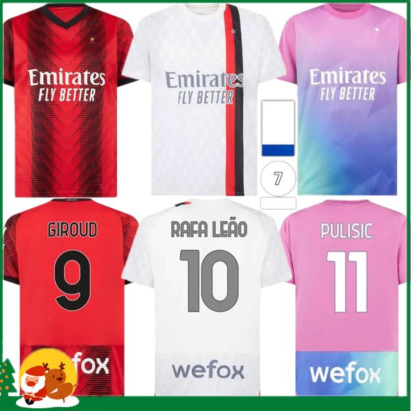 

fan version ibrahimovic 23 24 4th soccer jerseys pulisic rafa leao giroud de ketelaere r. leao tonali theo 2023 2024 ac milans special men /, Black;yellow